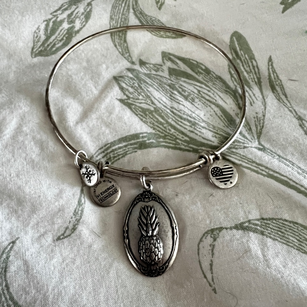 Alex and Ani Pineapple Silver Charm Bangle